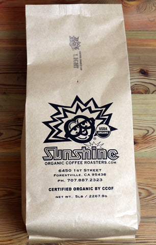 5lb Sunshine Organic Coffee Roasters Light Roast Whole Bean